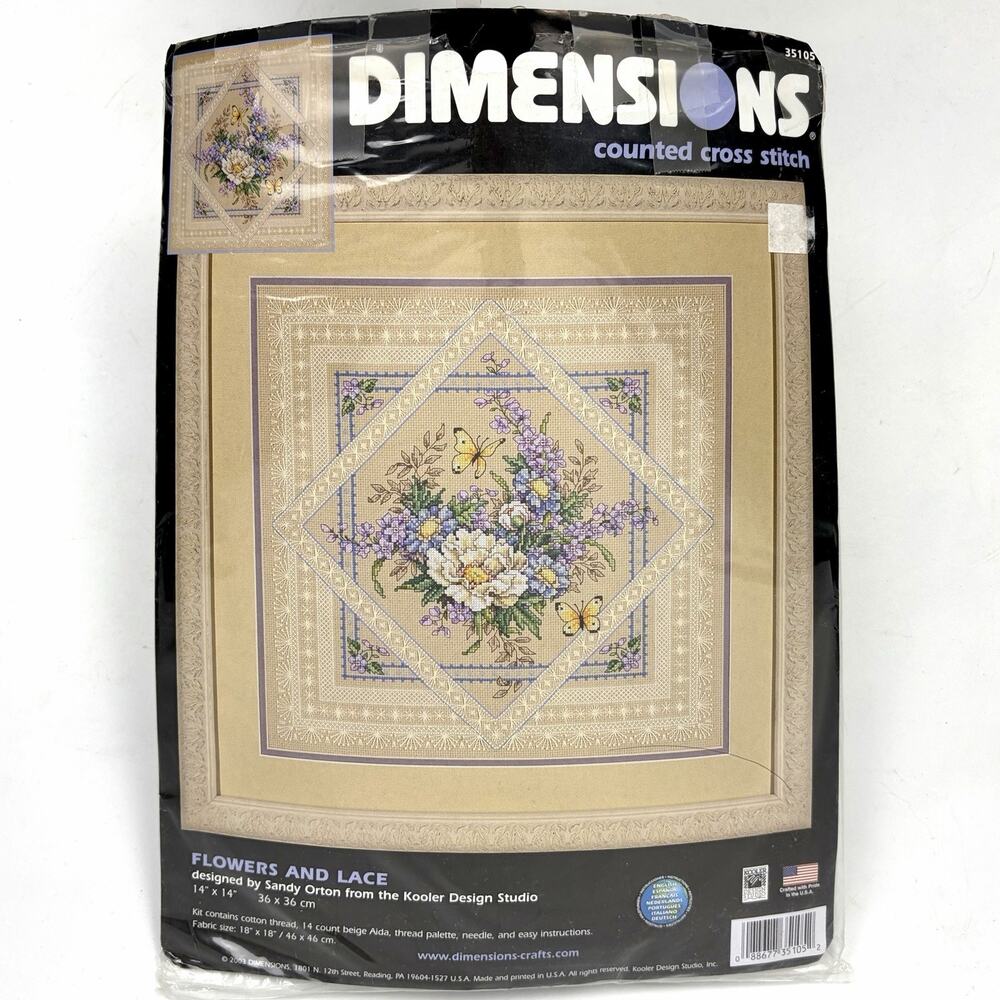 Dimensions Flowers and Lace Sandy Orton Counted Cross Stitch Kit #35105
